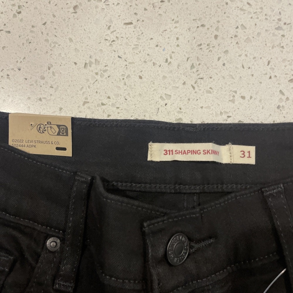Levis 311 Jeans Womens 31 Black Shaping Skinny Stretch Denim Mid Rise Dark Wash - Picture 4 of 6